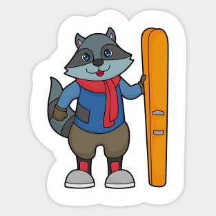 Racoon Skier Ski Sticker